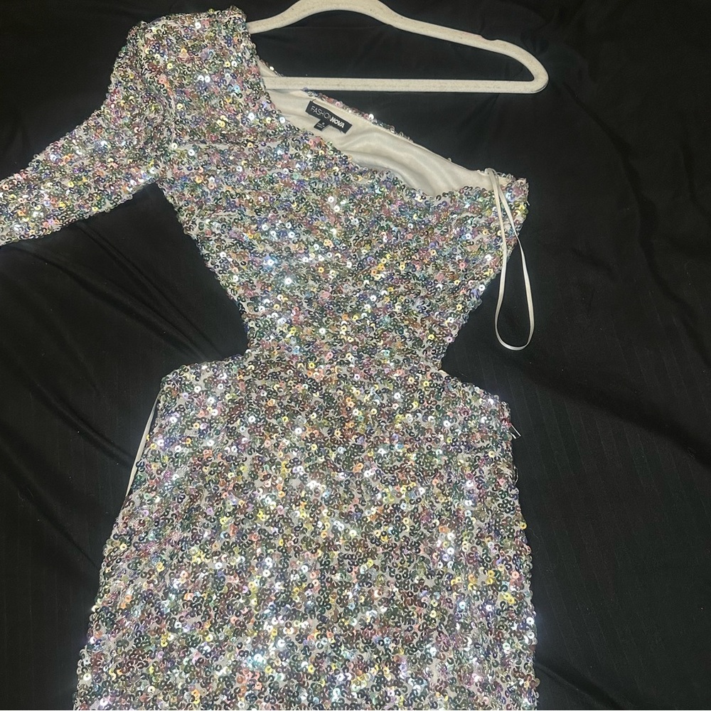 More Time To Shine Mini Dress - Silver View 2